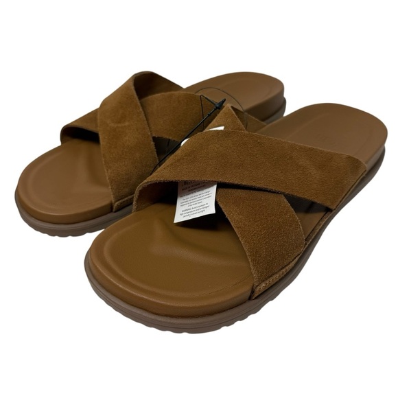 UGG Men’s Size 9 Wainscott Slide Sandals leather brown NWT